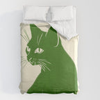 Minimalist Green Cat Duvet Cover Gallery Image 6