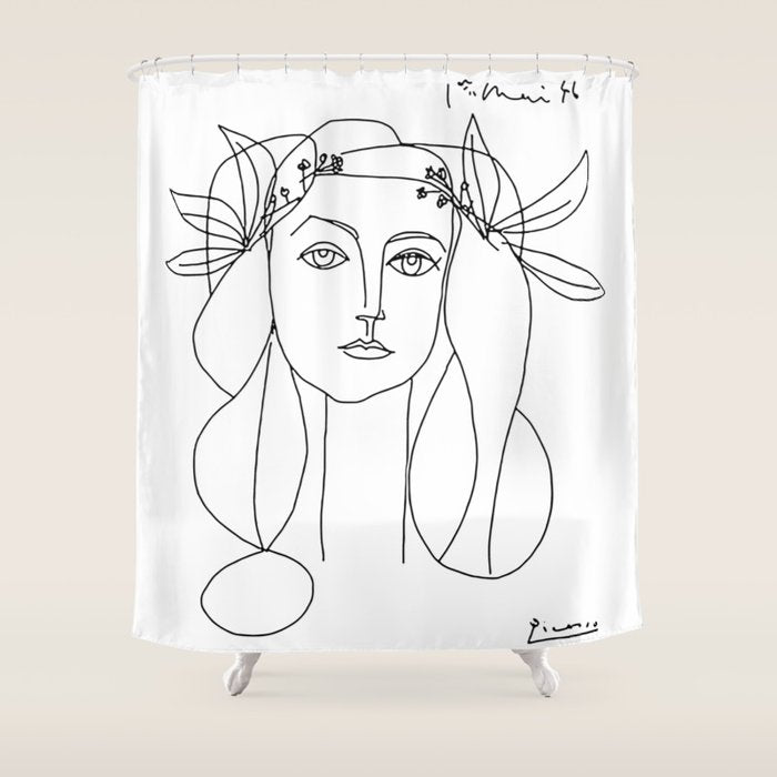 Pablo Picasso War And Peace 1952 Artwork T Shirt, Sketch Shower Curtain Gallery Image 1