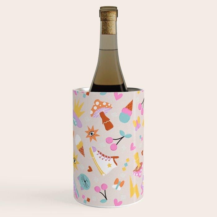 Pastel Nostalgic Doodles - Retro Teen Pattern Wine Chiller Gallery Image 2