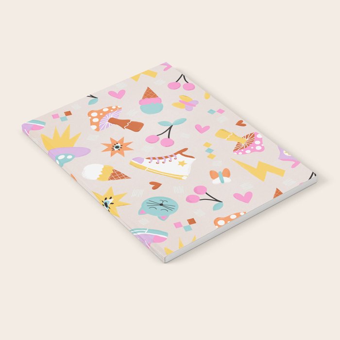 Pastel Nostalgic Doodles - Retro Teen Pattern Notebook Gallery Image 1