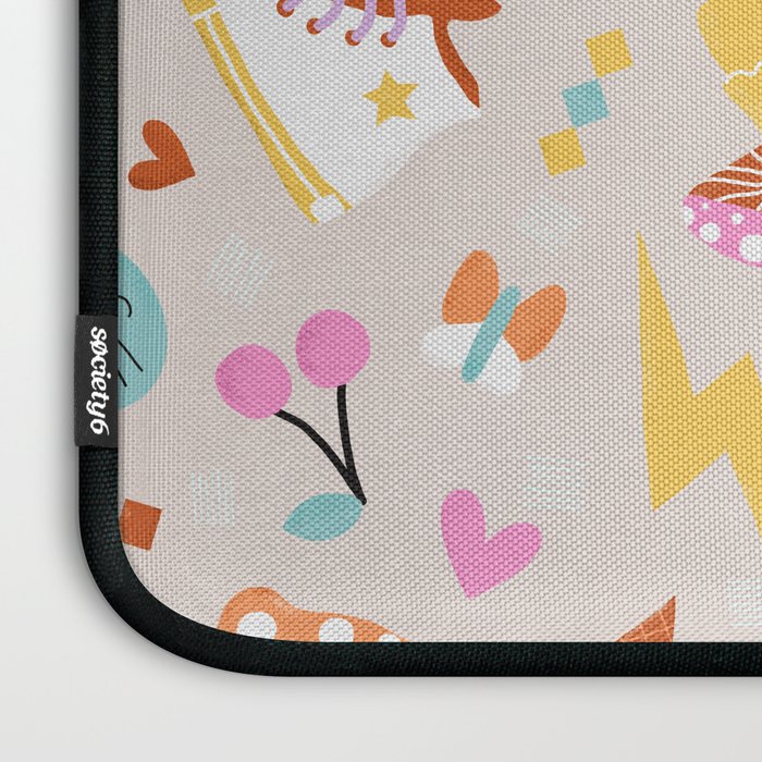 Pastel Nostalgic Doodles - Retro Teen Pattern Laptop Sleeve Gallery Image 3