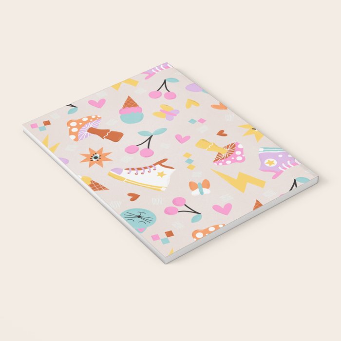 Pastel Nostalgic Doodles - Retro Teen Pattern Notebook Gallery Image 3