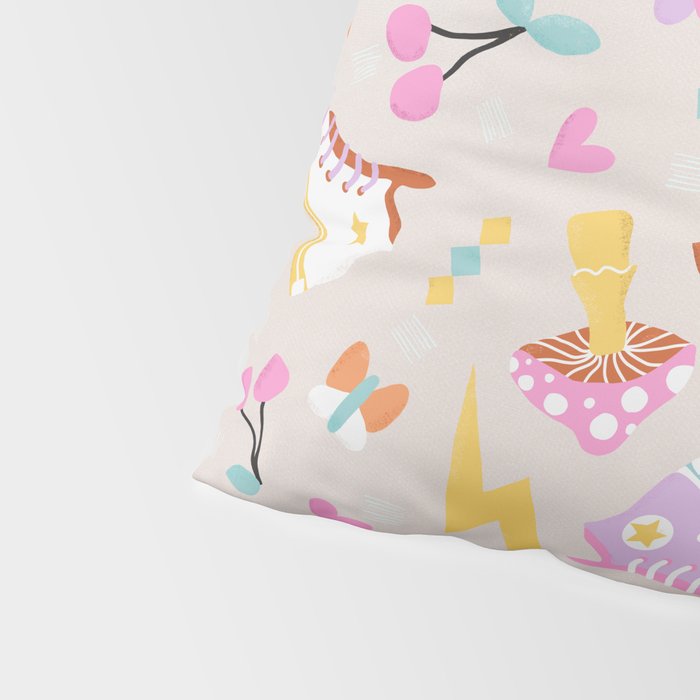 Pastel Nostalgic Doodles - Retro Teen Pattern Pillow Sham Gallery Image 4