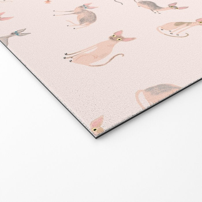 Sphynx Cats - No Furr Don't Care - Cat Pink Welcome Mat Gallery Image 2