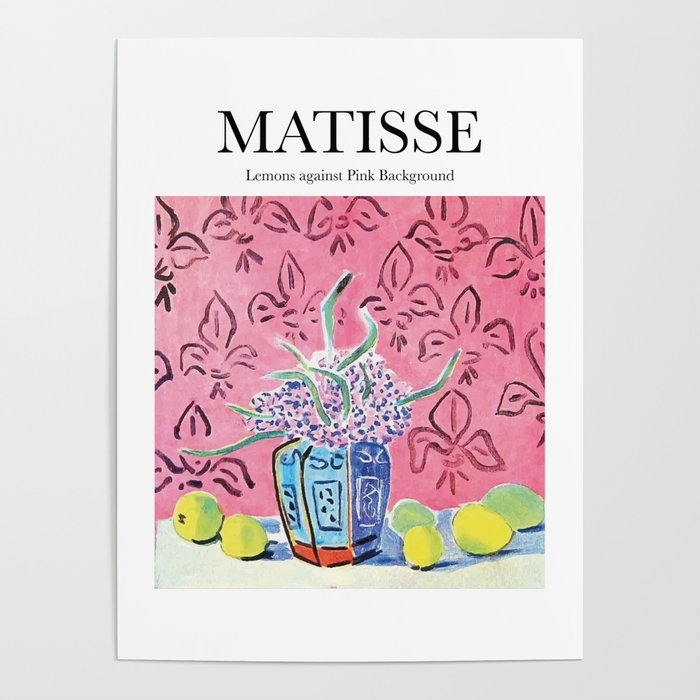 Lemons against Pink Background by Henri Matisse - Artwork Design Poster Gallery Image 1