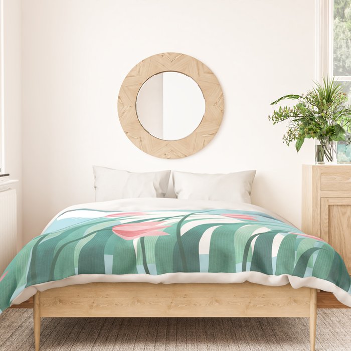 Rabbit Resting, Sky Blue Version Duvet Cover Gallery Image 3