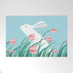 Rabbit Resting, Sky Blue Version Welcome Mat Gallery Image 1