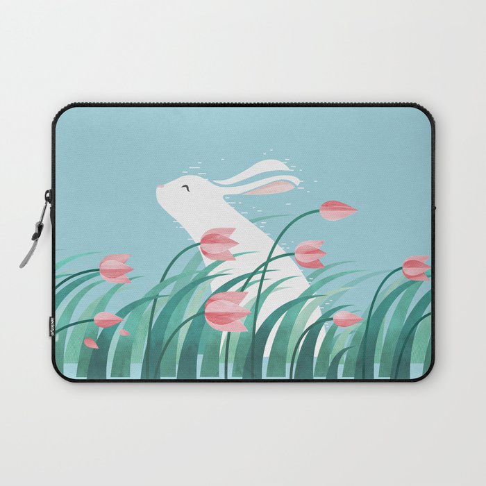 Rabbit Resting, Sky Blue Version Laptop Sleeve Gallery Image 1