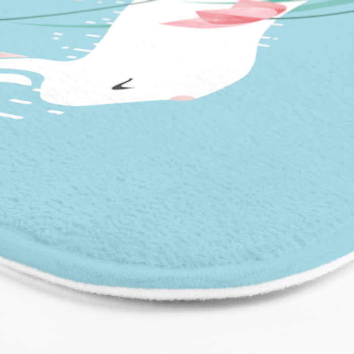 Rabbit Resting, Sky Blue Version Bath Mat Gallery Image 3