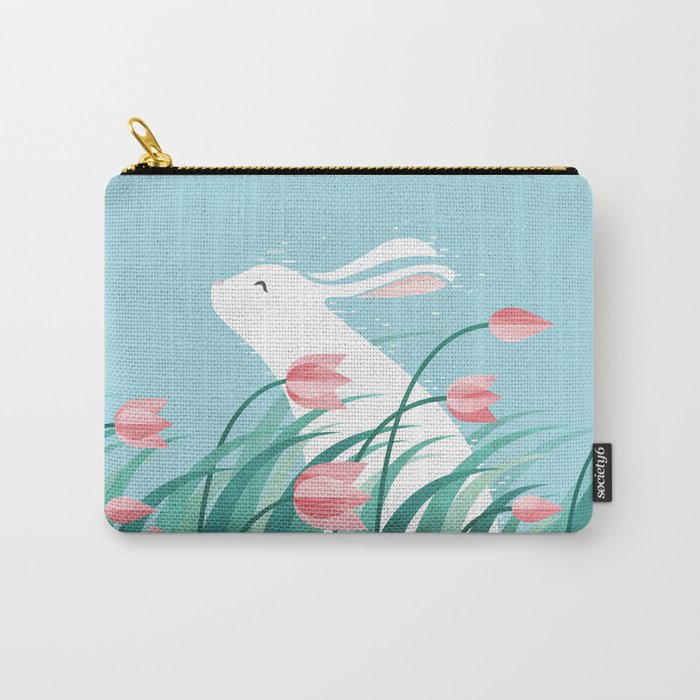 Rabbit Resting, Sky Blue Version Carry All Pouch Gallery Image 1