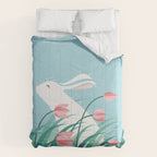 Rabbit Resting, Sky Blue Version Comforter Gallery Image 6