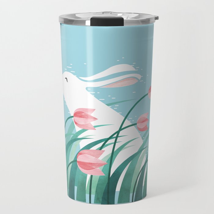 Rabbit Resting, Sky Blue Version Travel Mug Gallery Image 1