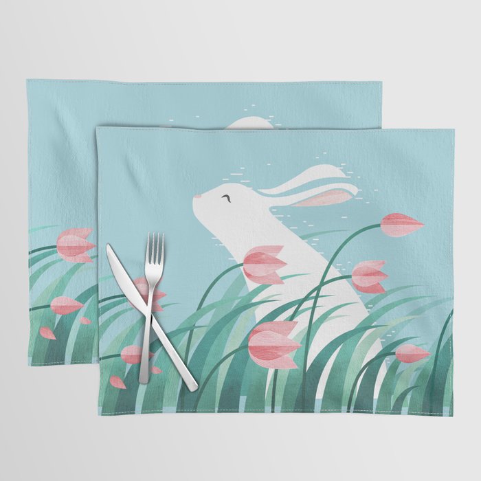 Rabbit Resting, Sky Blue Version Placemat Gallery Image 1