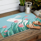 Rabbit Resting, Sky Blue Version Outdoor Rug Gallery Image 2