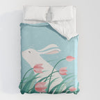 Rabbit Resting, Sky Blue Version Duvet Cover Gallery Image 6