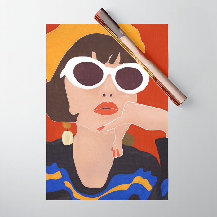 Colorful Woman Portrait Wrapping Paper Gallery Image 1