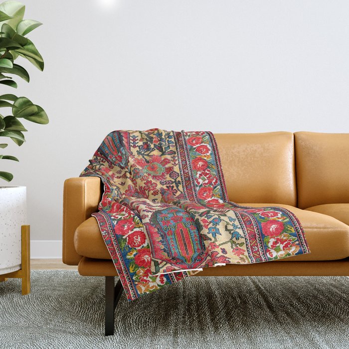 Bakhtiari West Persian Carpet Print Throw Blanket Gallery Image 1