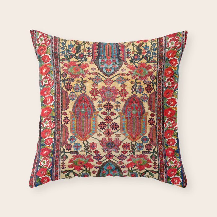 Bakhtiari West Persian Carpet Print Throw Pillow Gallery Image 1