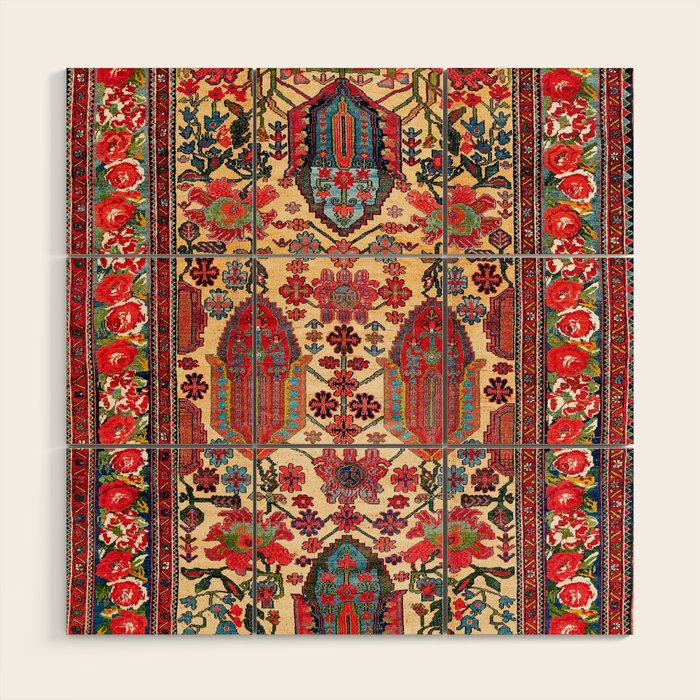 Bakhtiari West Persian Carpet Print Wood Wall Art Gallery Image 1