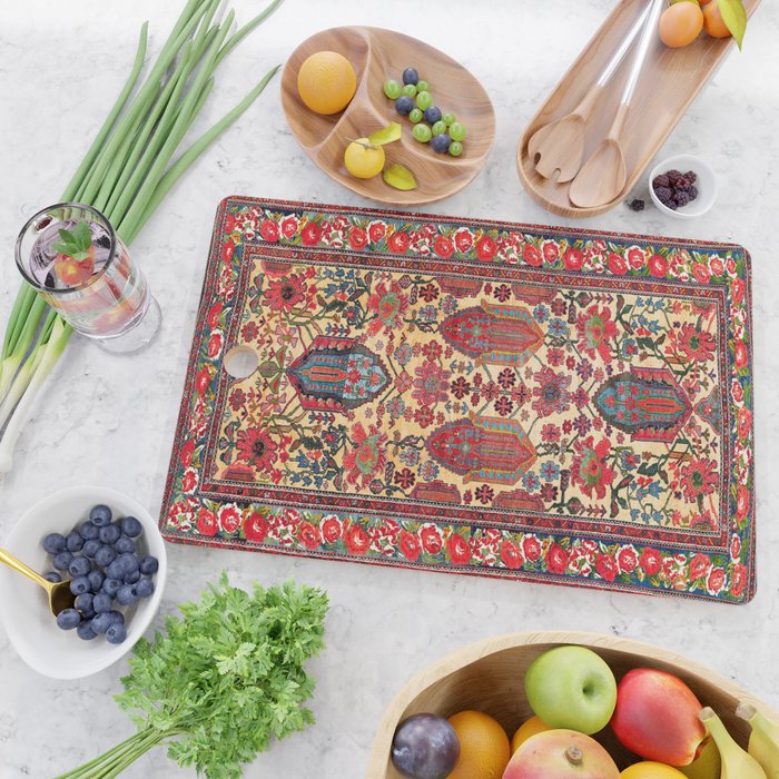 Bakhtiari West Persian Carpet Print Cutting Board Gallery Image 2