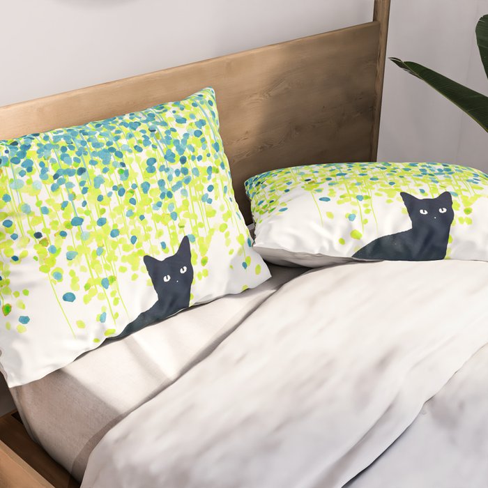 Cat in the garden under willow tree Pillow Sham Gallery Image 2