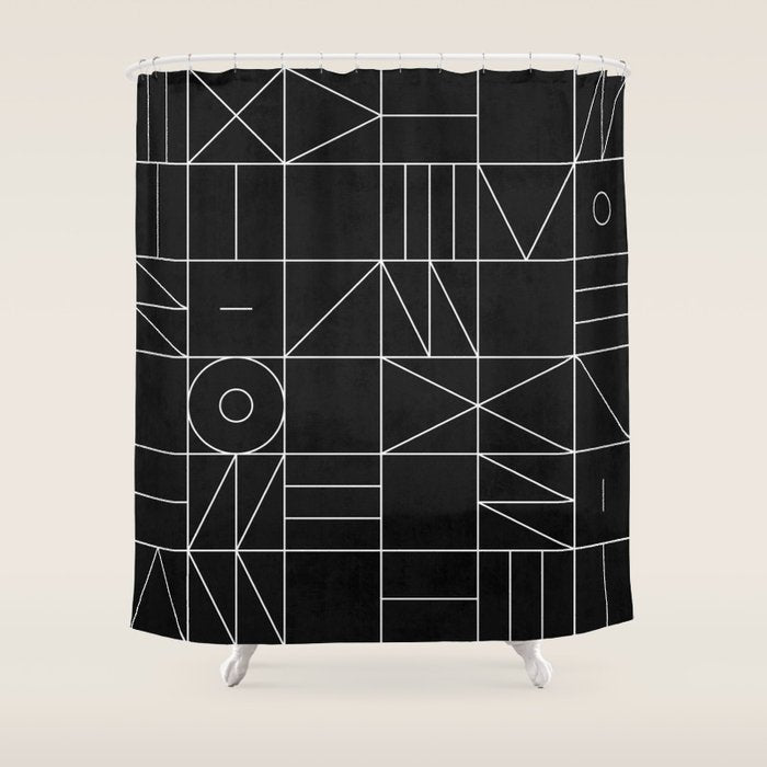 My Favorite Geometric Patterns No.9 - Black Shower Curtain Gallery Image 1