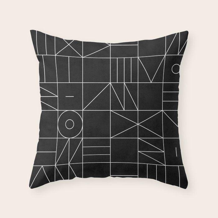 My Favorite Geometric Patterns No.9 - Black Throw Pillow Gallery Image 6