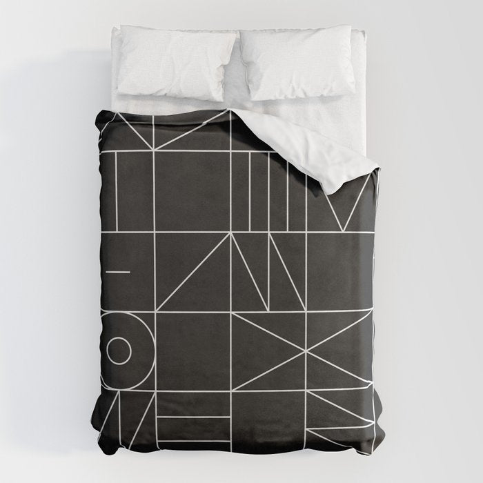 My Favorite Geometric Patterns No.9 - Black Duvet Cover Gallery Image 1
