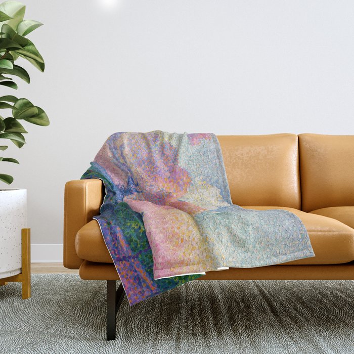 Henri Edmond Cross The Pink Cloud (1896) painting in high resolution  Throw Blanket Gallery Image 1