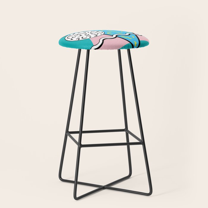 Memphis pattern 65 - 80s / 90s Retro Stool Gallery Image 1
