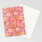 Retro vintage pink daisies pattern  Stationery Card Gallery Image 2