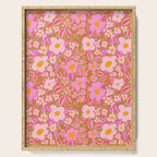 Retro vintage pink daisies pattern  Serving Tray Gallery Image 1