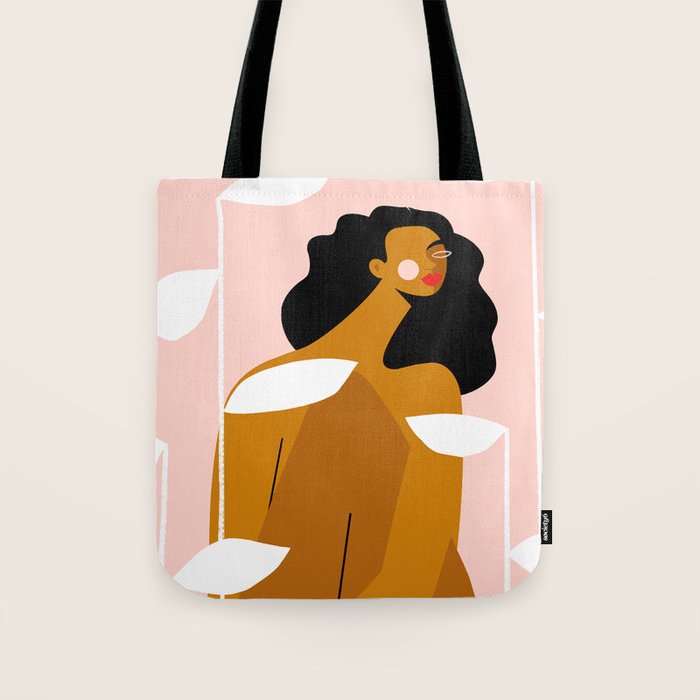 White Leaves Tote Bag Gallery Image 1