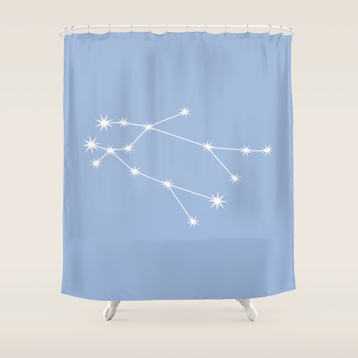 Gemini Zodiac Star Constellation Line Art Sky Blue Shower Curtain Gallery Image 1