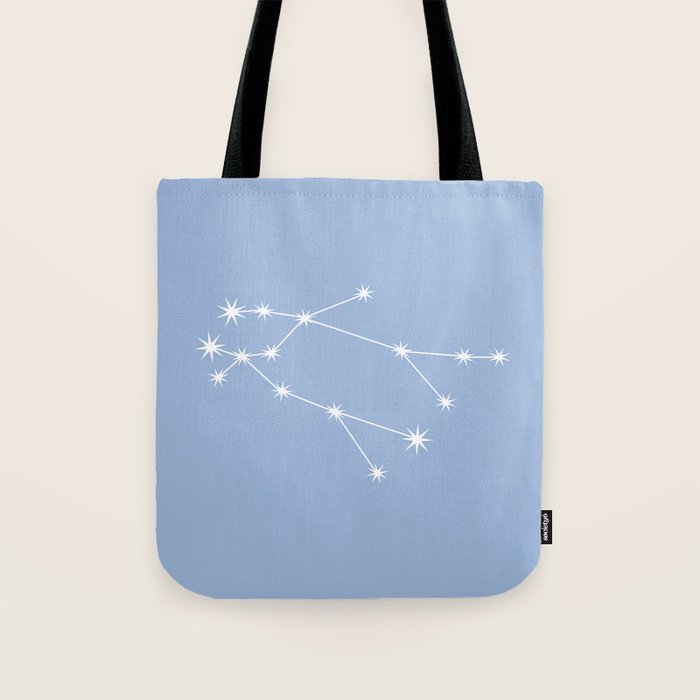 Gemini Zodiac Star Constellation Line Art Sky Blue Tote Bag Gallery Image 1