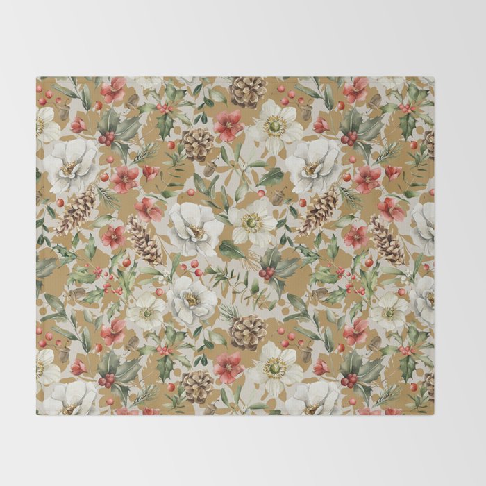 Winter flowers WP1 Throw Blanket Gallery Image 2