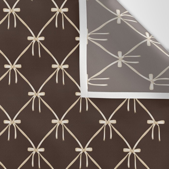 Bows and Ribbons Pattern LXIII Mocha Brown Wall Tapestry Gallery Image 3