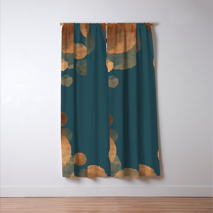 Copper Art Deco on Emerald Window Curtain Gallery Image 3