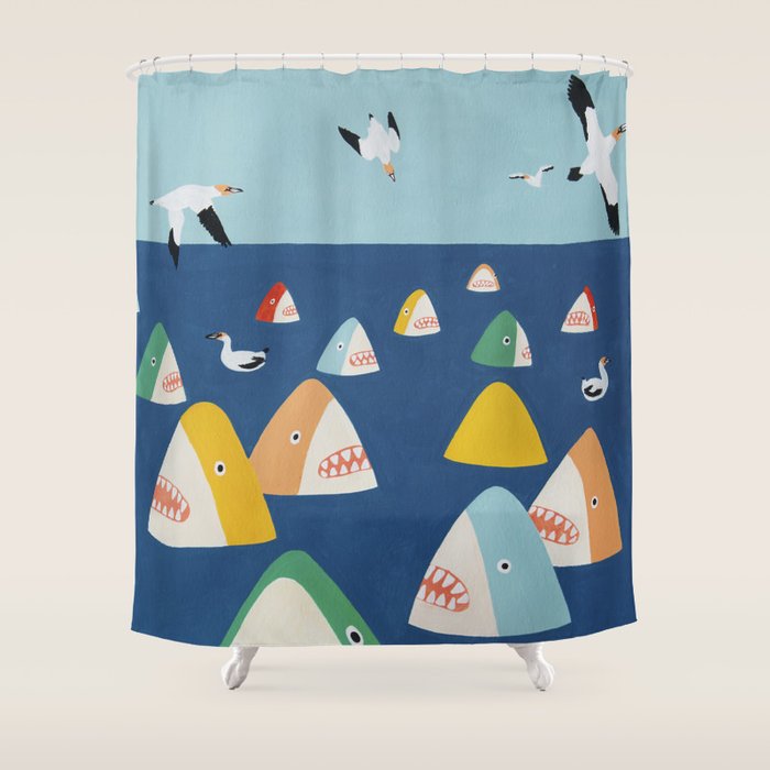 Shark Park Shower Curtain Gallery Image 1