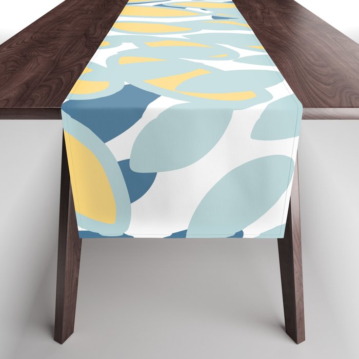 Flowers Art - Teal and Yellow - Modern Floral Prints Table Runner Gallery Image 1