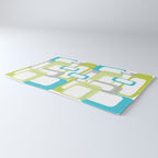 Mid-Century Modern Rectangle Design Blue Green and Gray Rug Gallery Image 3