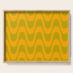 Retro Groovy Waves - Yellow and Green Serving Tray Gallery Image 1