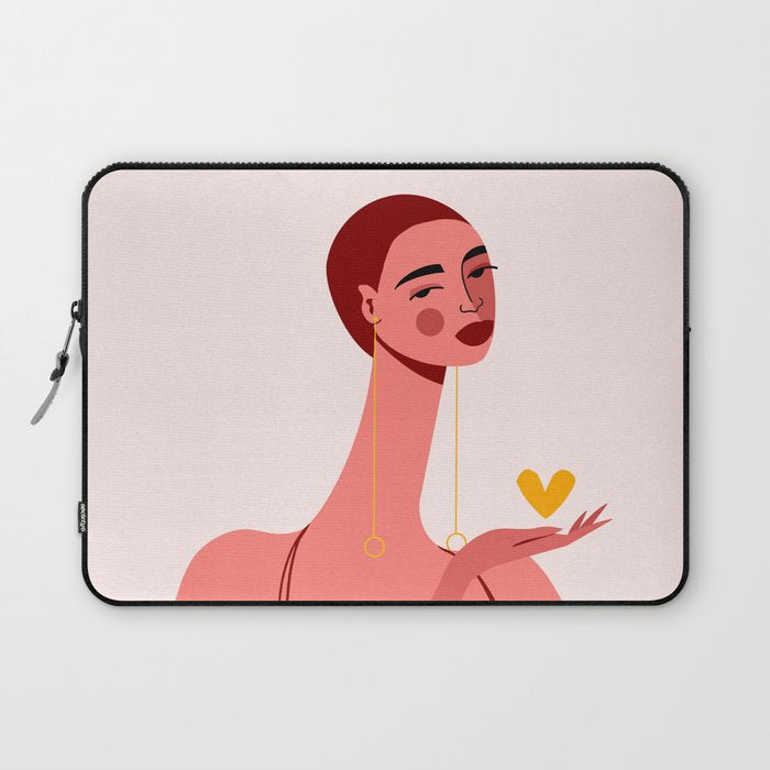 Girl With Yellow Heart Laptop Sleeve Gallery Image 1