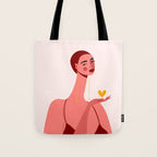 Girl With Yellow Heart Tote Bag Gallery Image 1