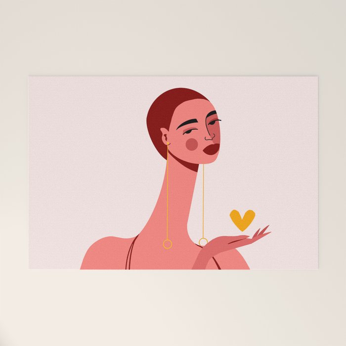 Girl With Yellow Heart Welcome Mat Gallery Image 1