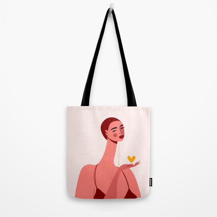Girl With Yellow Heart Tote Bag Gallery Image 2