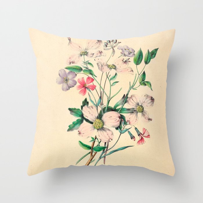  Wildflowers by Clarissa Munger Badger, 1859 (benefitting The Nature Conservancy) Throw Pillow Gallery Image 1