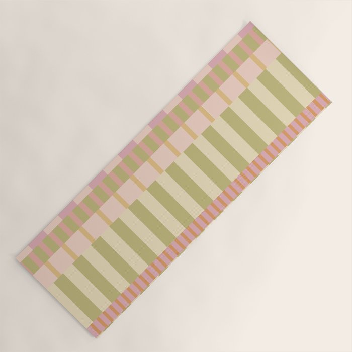 Midcentury Modern Blocks of Stripes neutral pastels pattern Yoga Mat Gallery Image 1