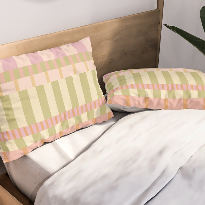 Midcentury Modern Blocks of Stripes neutral pastels pattern Pillow Sham Gallery Image 2