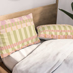 Midcentury Modern Blocks of Stripes neutral pastels pattern Pillow Sham Gallery Image 2